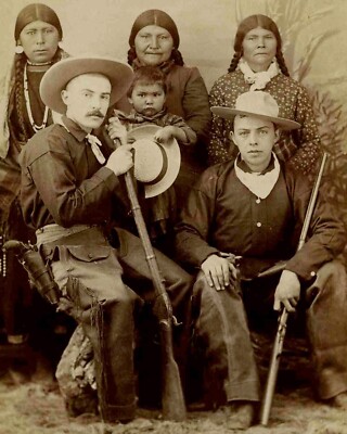 Native Indians and Old west cowboys their chaps On horse back  8x10 Photo