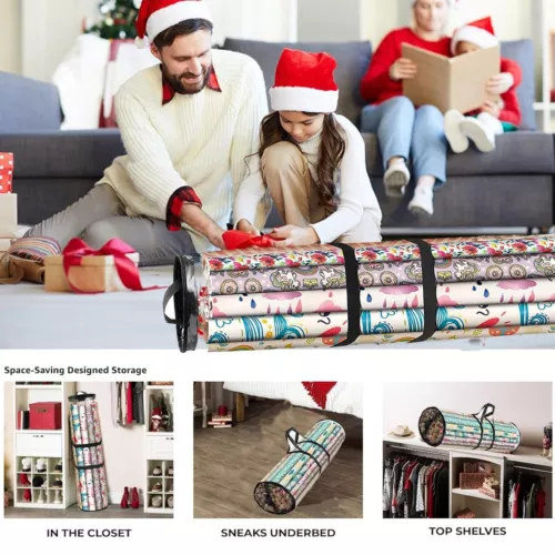 Waterproof Cylindrical Wrapping Paper Storage Bag fit 20 Rolls 40" Long Black US - Bild 2 von 8