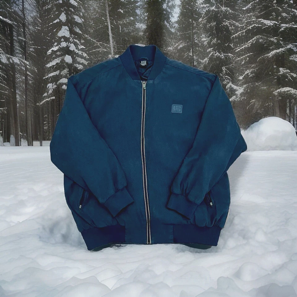 CHAQUETA BOMBER DE GAMUZA SINTÉTICA PERFORADA NKE LEBRON JAMES L23 AZUL PARA HOMBRE TALLA XXL