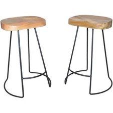 Pemberly Row Transitional Solid Wood 25" Counter Stool in Natural (Set of 2)