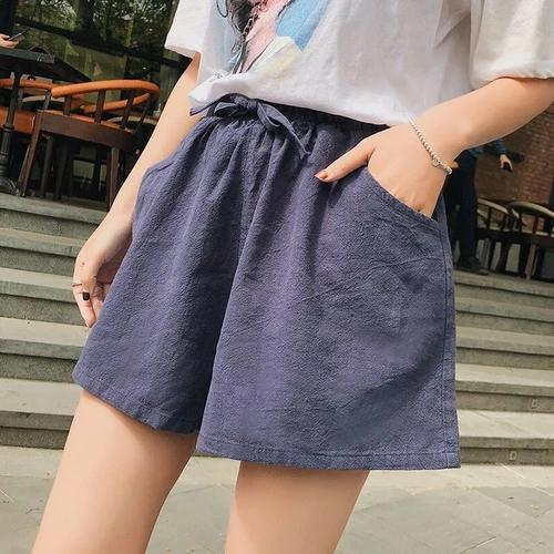 Lady Women Cotton Linen Baggy Shorts Pants Casual Wide Leg Oversized Summer Cute - Bild 8 von 21