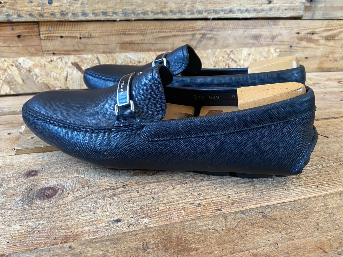 Prada logo horsebit black leather driving loafers uk 9 us 10  display picture 1