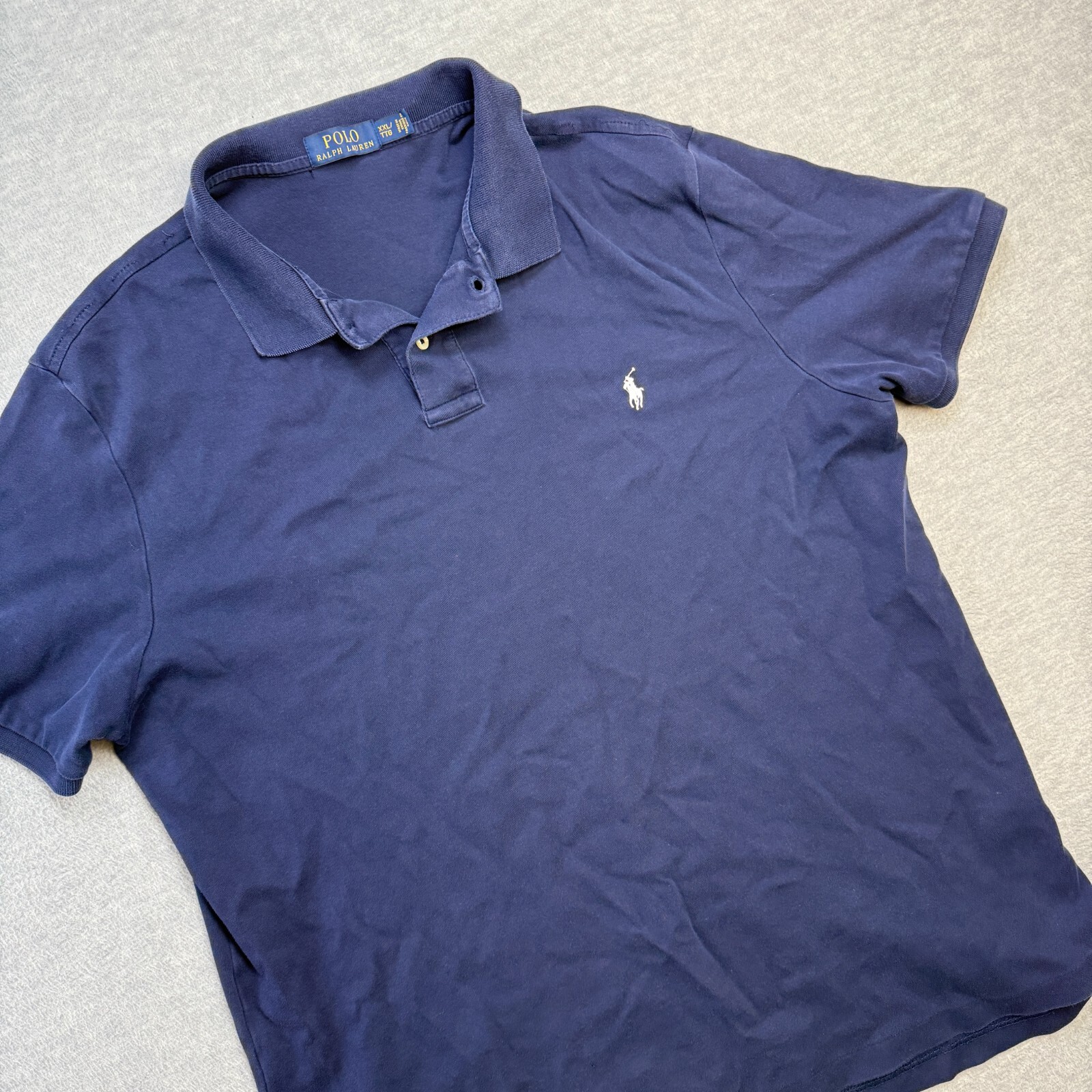 Polo Ralph Lauren camicia uomo 2XL blu navy cotone elasticizzato pony casual