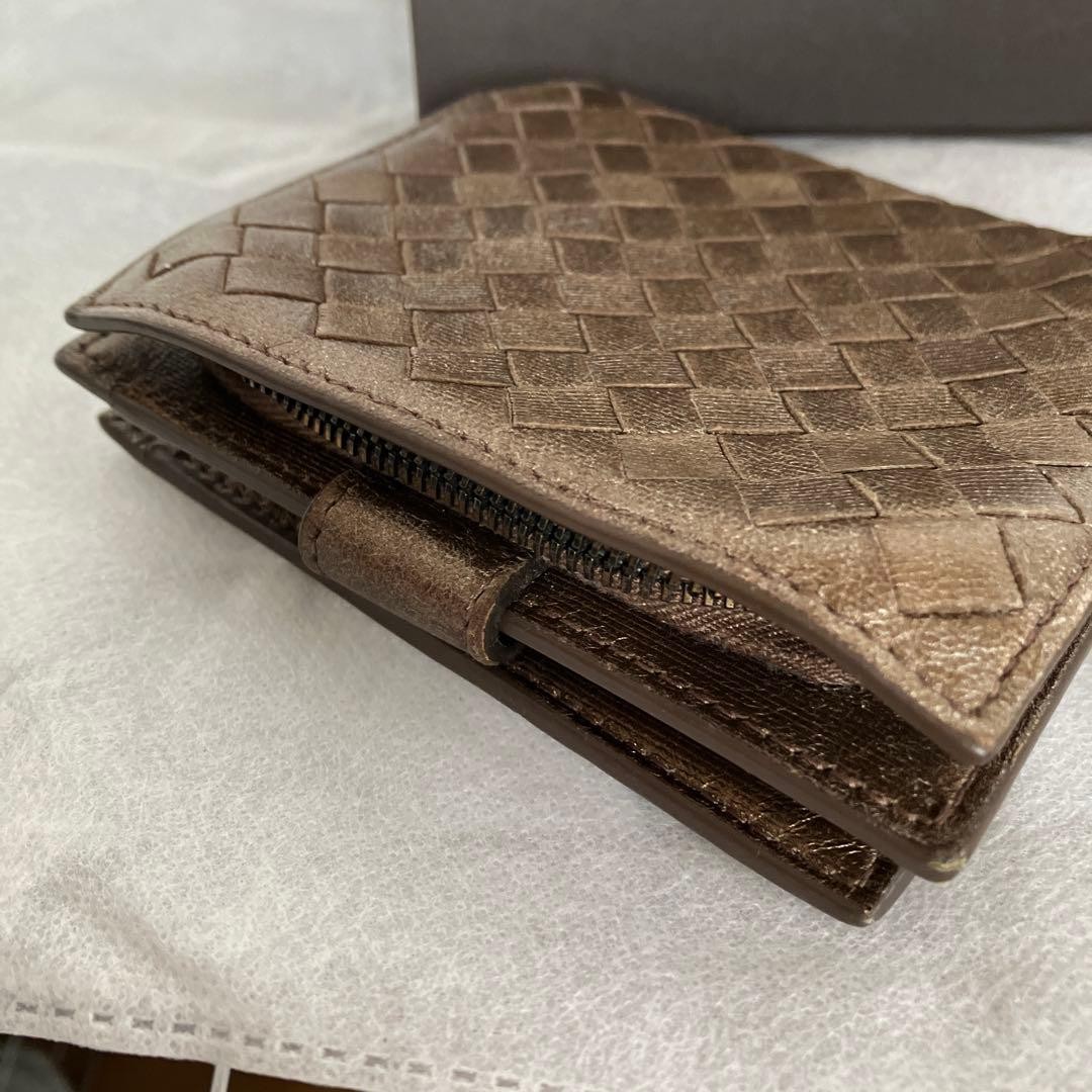 Bottega Veneta Intrecciato Leather Bifold Wallet Bronze Authentic Used Japan thumbnail 7