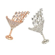 2 Pcs Cocktail Glass Shaped Brooch Chic Badge Creative Brooch Pin Party Supplies