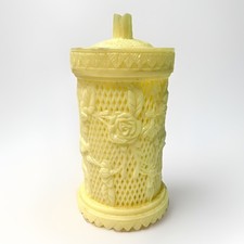 Vintage Carved Celluloid Cocktail Pick Holder Floral Design 36 Picks