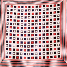 Vintage Echo Silk Scarf Red White Blue Geometric 27" Square Patriotic No Tag
