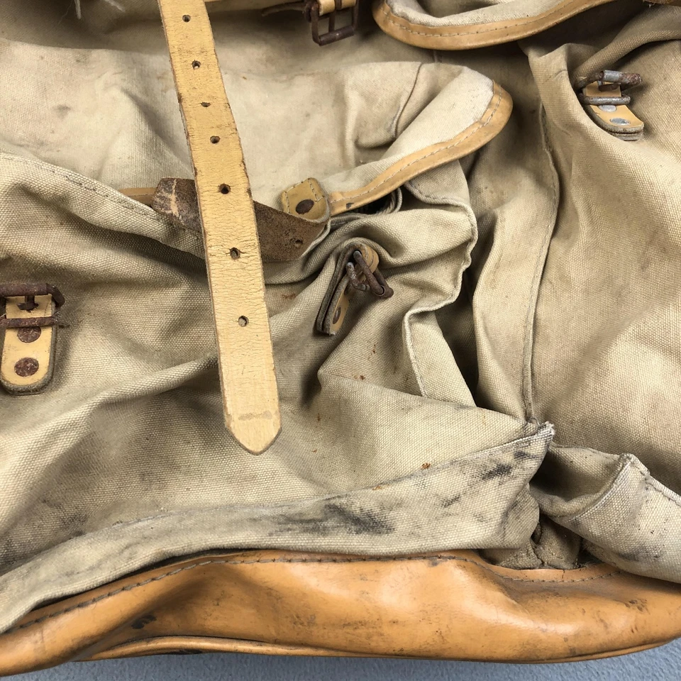 Винтажный рюкзак Sac Lafuma холщовый кожаный с внешней рамкой туристический рюкзак Франция - Изображение 3 из 4