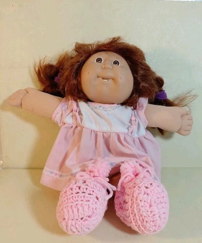 Vtg. 1986 Cabbage Patch Doll Cornsilk Red Hair Brown Eyes W Dimples & Teeth 15"