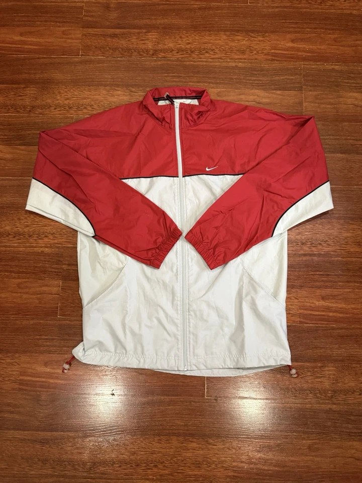 Vintage Y2K Nike Windbreaker Jacket Red And Grey - Image 2 of 4