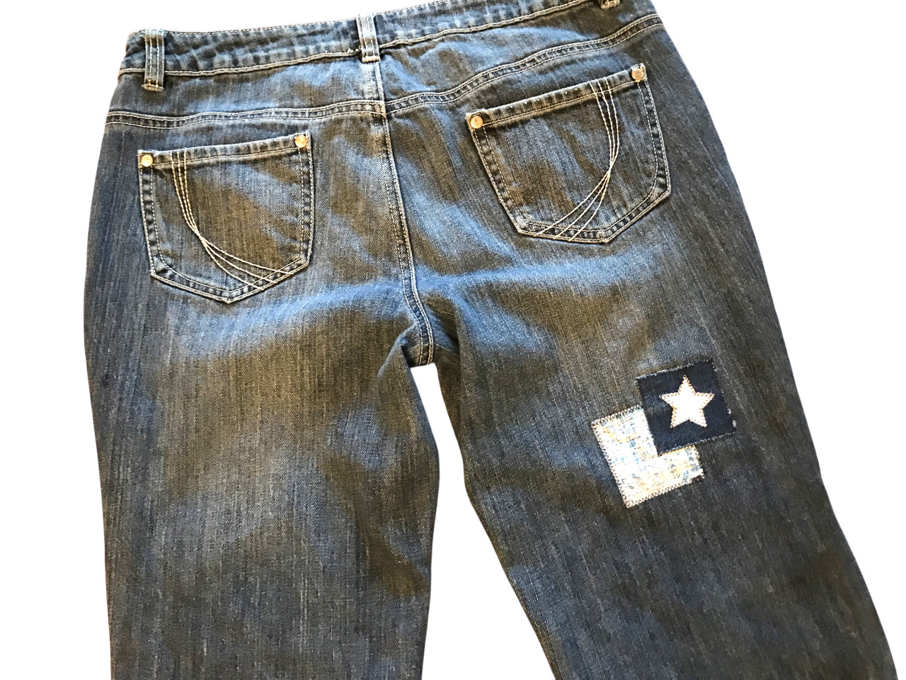 Upcycled Patchwork Capris Denim Shorts, Patriotic… - image 6