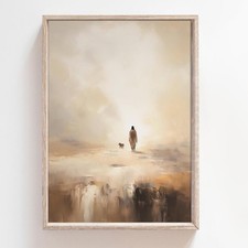 Unframed Jesus and Lamb Canvas Wall Art Christian Abstract Painting Jesus Leaves