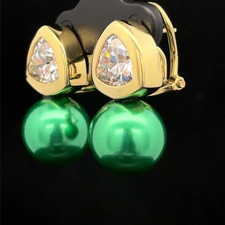 OHRCLIPSTECKER AUS 925/-SILBER GELBGOLDPLATTIERT MIT MKP & ZIRKONIA SCHMUCKJAGD - Bild 3 von 4