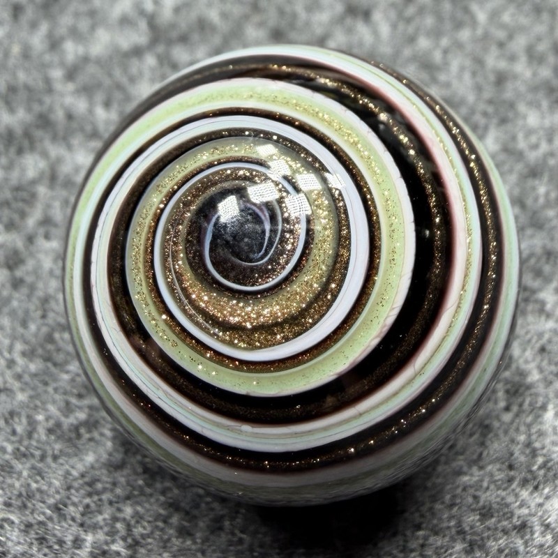Handmade Marble Gold Lutz ( Corkscrew - Spiral ) 1 Inch +-  (S17)