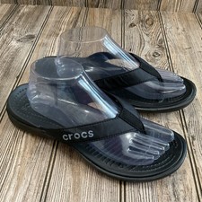 Crocs Capri V Sport Mens Black Beach Walking Outdoor Flip Flops Sandals Size 8