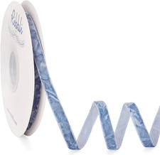 Dusty Blue Velvet Ribbon 3/8 Inches Luxury Crinkled Blue Christmas Ribbon for Gi