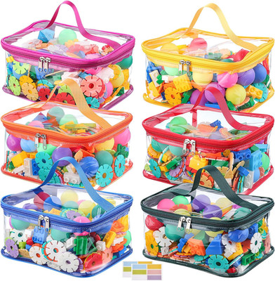 6er Pack Klar Spielzeug Aufbewahrungstaschen, PVC Wasserdicht Spielzeug Organizer, Bunt |