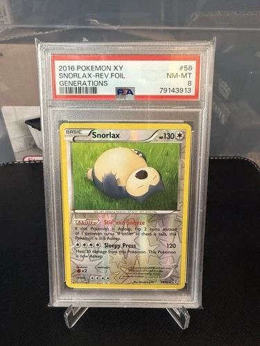 2016 Pokemon Xy Generations #58 Snorlax-Rev.Foil Generations PSA 8