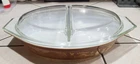 Vintage Pyrex "Early American" 1-1/2 Quart Divided Casserole Dish With Lid #35