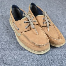 Sperry Top-Sider Lanyard Boys Tan Leather Boat Shoes Size 7M Preowned