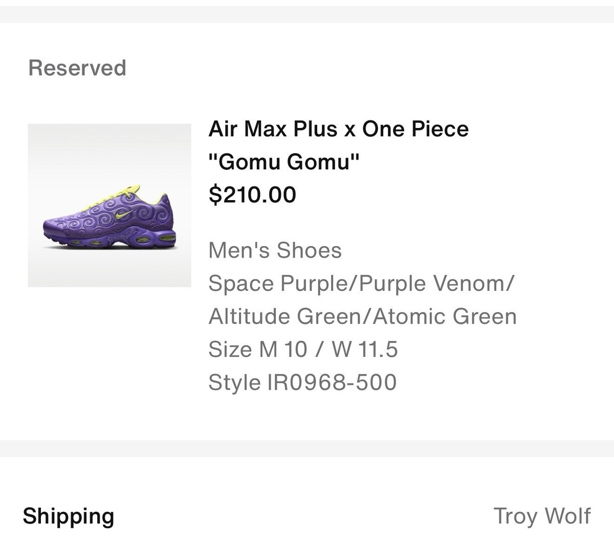 Nike Air Max Plus x One Piece “Gomu Gomu” 14 Pre-Sale Ships by Jan. 25, 2027 — product photo 3 of 7