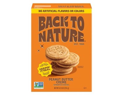 Back to Nature Peanut Butter Creme Sandwich Cookies, Plant-Based, Non-GMO, Made 