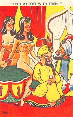 GEMISCHTE COMIC POSTKARTE AKBAR GUT SEHR GUT