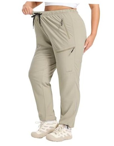 Plus Size Pants for Women Hiking Cargo Water Resistant UPF X-Large Plus Khaki