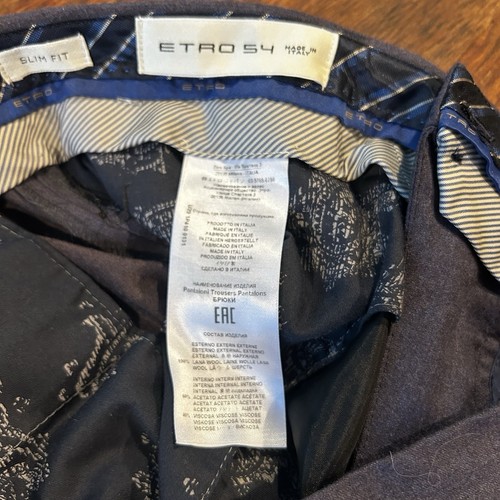 Etro Men’s Dress Pants Wool Grey Size 54IT 38US - Bild 3 von 6