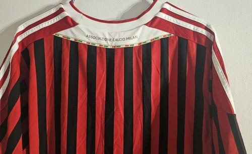 AC MILAN ADIDAS Vintage CLIMACOOL 2012/13 Mens Soccer Jersey Black/Red SIZE XL - Picture 8 of 8