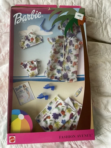 Vintage Barbie Fashion Avenue Splash Swimwear Flowered Accessories 2002 NRFB