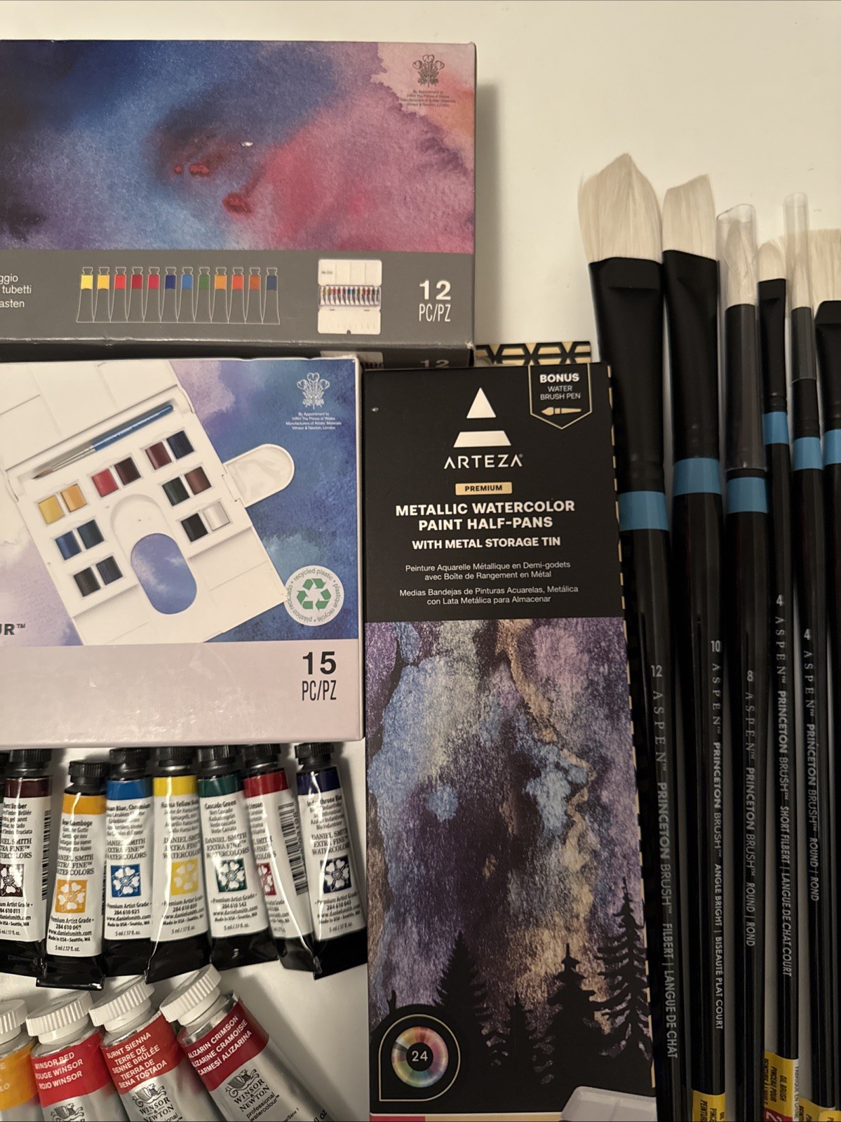 LOT OF 183 Daniel Smith Extra Fine Watercolors & Winsor & Newton Set & Arches