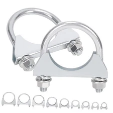2Pcs(45mm) Exhaust U Clamp, Muffler U-Bolt Clamps, U Bolt Saddle Exhaust 1-3/4"