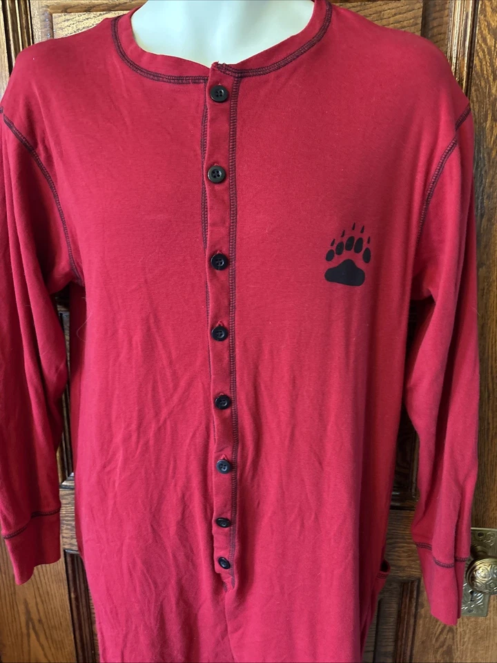 LAZY ONE Bear Bottom Back Flap Jack One Piece PJ Pajamas Lounge UNION SUIT, Sz L - Image 4 of 4