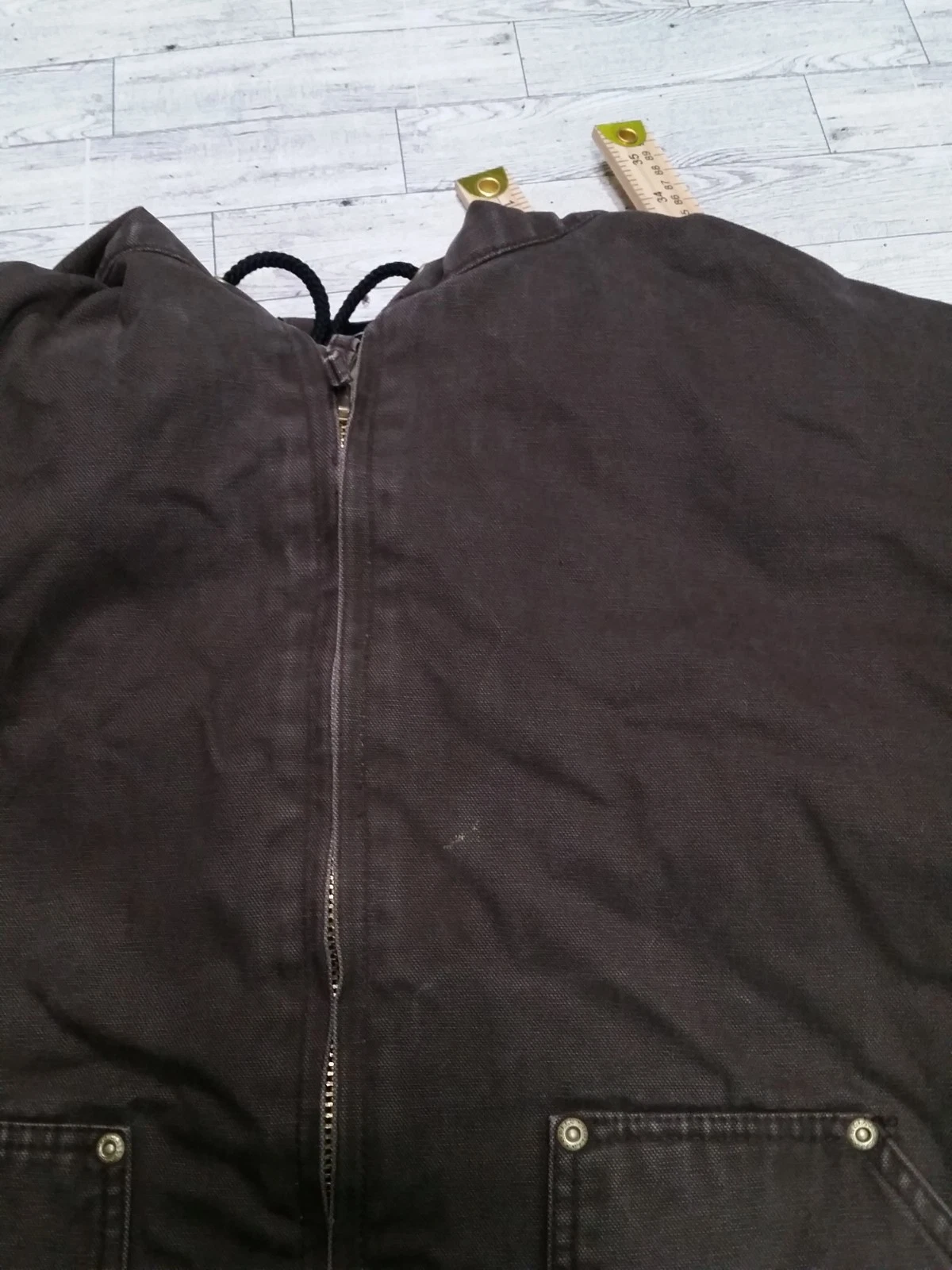 Vintage Men's Walls Workwear Jacket Canvas Hooded Bomber Fleece Lined Coat 2XL - product detail image 14