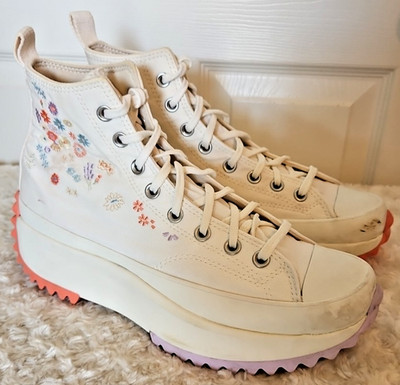 Converse Run Star Hike Size 11.5 Off White Canvas Platform Sneaker High Top