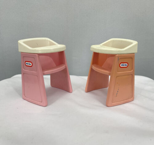 VTG 90&#039;s Little Tikes Dollhouse Furniture TWO Pink BABY HIGHCHAIR Doll Size USA