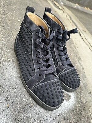 CHRISTIAN LOUBOUTIN Black Spikes High Top Suede Sneakers US CHRISTIAN LOUBOUTIN Black Spikes High Top Suede Sneakers US