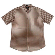 Eddie Bauer Classic Fit Plaid Button Down Shirt TXL XLT 100% Cotton Short Sleeve