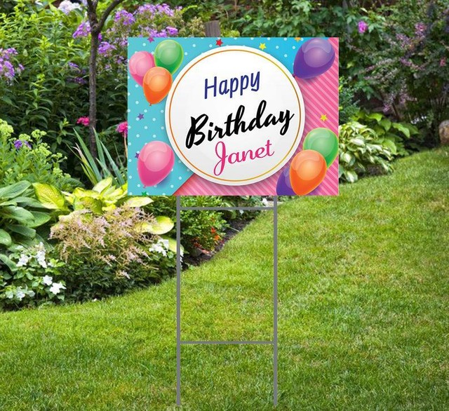 Personalized Happy Birthday Yard Sign.24"x18" includes Stake eBay