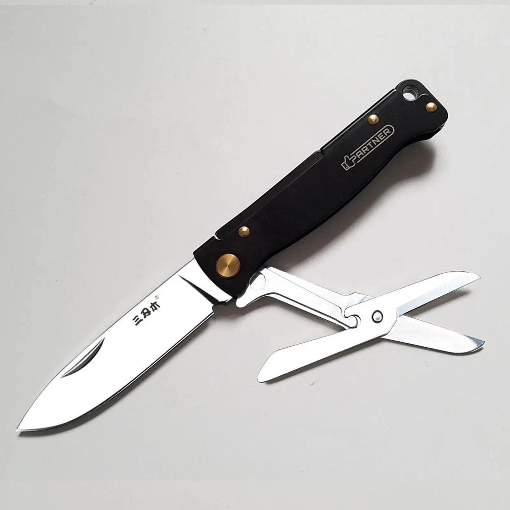 Multi-tool Folding Knife with Scissors for Hunting Camping Survival Tactical 12C27 Steel