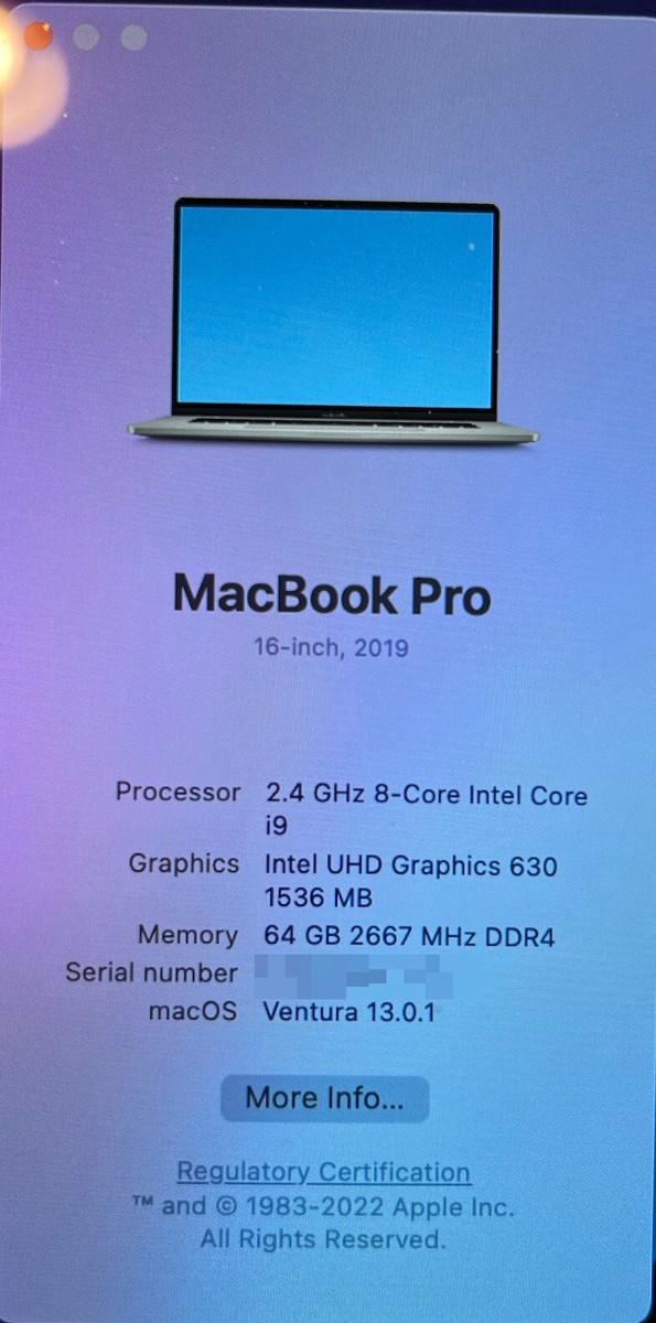 Apple MacBook Pro (16-inch 2019) 2.4 GHz i9 64GB RAM 2TB SSD Apple MacBook Pro (16-inch 2019) 2.4 GHz i9 64GB RAM 2TB SSD