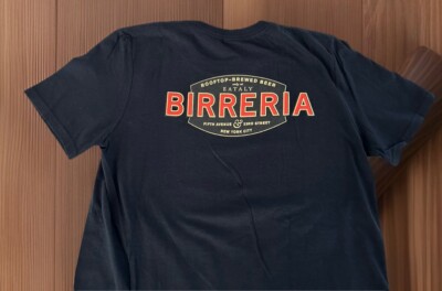 NWOTs Italian EATALY Roof Top BIRRERIA New York City Black T Shirt, Adult Small