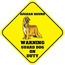 Yellow Aluminum Crossing Sign Afghan Hound Warning Guard Dog on Duty Cross Xing