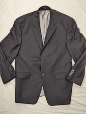 Calvin Klein Men Size 42R Black Blue Pencil Stripe Wool Sport Coat Blazer Jacket