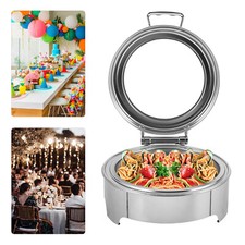 Electric Chafing Dish Buffet Set 6.34QT Warmers with Glass Lid 9 Heating Levels