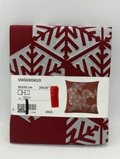 Ikea Snokrokus Cushion Cover 20" x 20" Red Silver Snowflake Geometric New