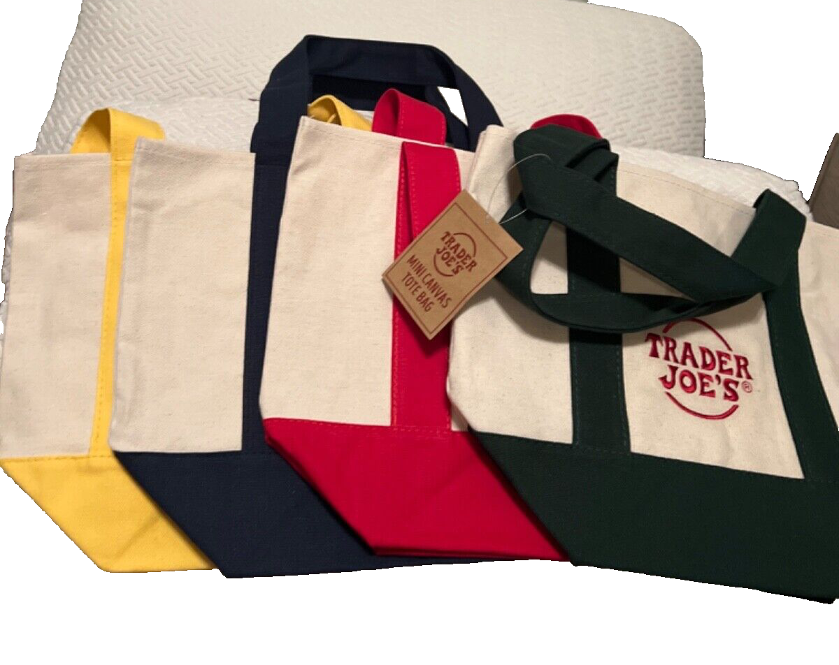NEW Trader Joe's Mini Canvas Tote Bags - Set Of All 4 Colors NEW Trader Joe's Mini Canvas Tote Bags - Set Of All 4 Colors