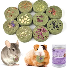 ERKOON Treats Rabbit Toys, 100% Edible Premium Timothy Hay Chew a Blocks for Rab