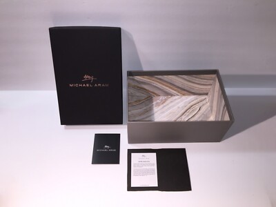 NEW! MICHAEL ARAM 11.5 x 7.75 in Silver Grey Black Empty Box Only* Silver Marble